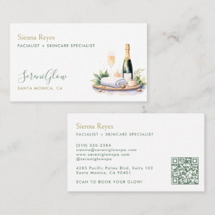 Tarjeta De Visita Salón de Spa y Bienestar Yoga Masaje Elegante Verd