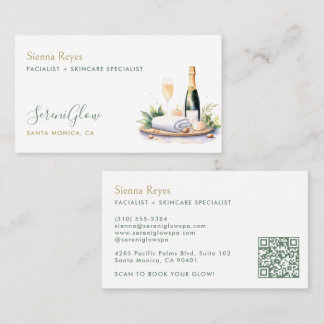 Tarjeta De Visita Salón de Spa y Bienestar Yoga Masaje Elegante Verd