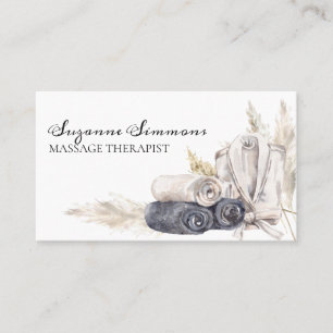 Tarjeta De Visita Salón de Terapeuta de Masajes Boho Acuarela
