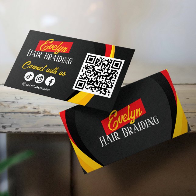 Tarjeta De Visita Salón de trenzado de pelo negro Conéctate con noso (Subido por el creador)