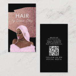 Tarjeta De Visita Salón de trenzas de cabello belleza negra escritur