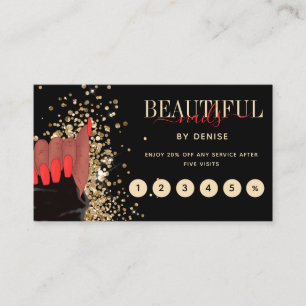 Tarjeta De Visita salón de uñas afroamericana mujer técnica de uñas 