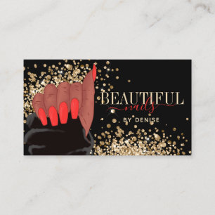 Tarjeta De Visita salón de uñas afroamericana mujer técnica de uñas 