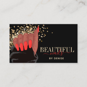 Tarjeta De Visita salón de uñas afroamericana mujer técnica de uñas 