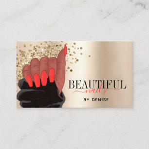 Tarjeta De Visita salón de uñas afroamericana mujer técnica de uñas 