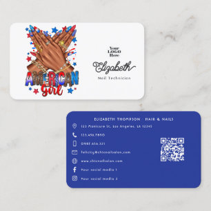 Tarjeta De Visita Salón de uñas afroamericano patriótico Branding