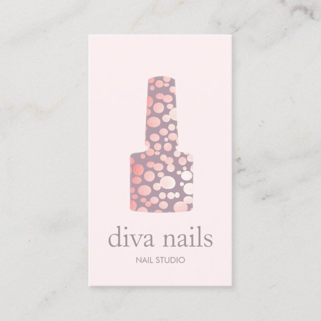 Tarjeta De Visita Salon de uñas, botella polaca de Manicurista Rosa  (Anverso)