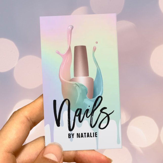 Tarjeta De Visita Salon de uñas Botella polaca Pastel de goteo arcoi (Subido por el creador)