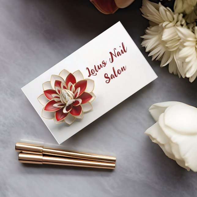 Tarjeta De Visita Salon de uñas, Clínica de Belleza (Business card for nail salon displayed on table)