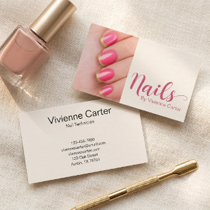 Tarjeta De Visita Salón de uñas de artista de uñas con foto de secue