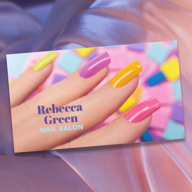 Tarjeta De Visita Salón de uñas de artista de uñas de belleza modern (Modern beauty manicurist nail artist nail salon business card)
