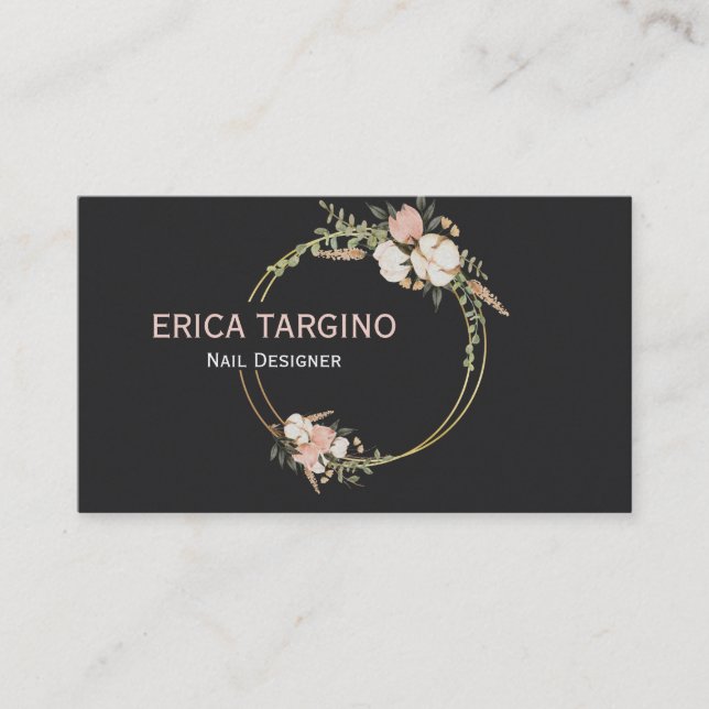 Tarjeta De Visita Salón de uñas elegante profesional (Anverso)