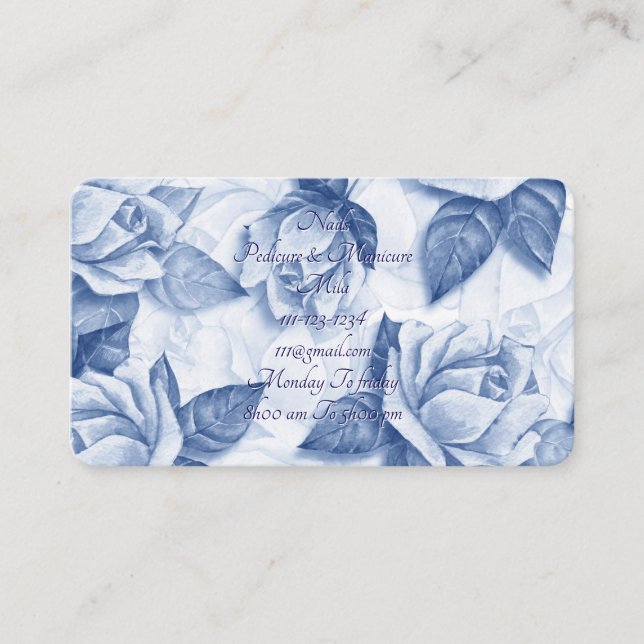 Tarjeta De Visita salón de uñas floral (Anverso)