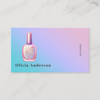Tarjeta De Visita Salón de Uñas Holográficas Estudio de Uñas Moderno