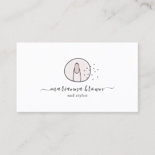 Tarjeta De Visita Salón de uñas ilustración femenina rosa trendy