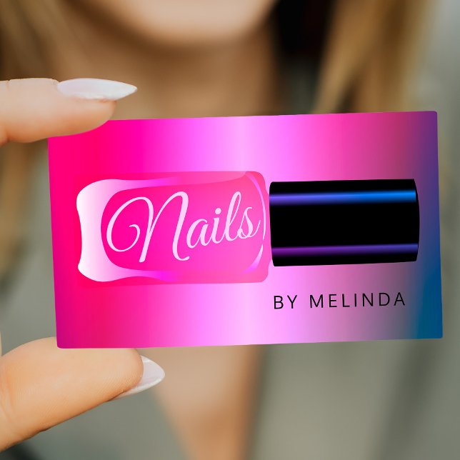 Tarjeta De Visita Salón de uñas manicurista moderno metálico polaco (Subido por el creador)