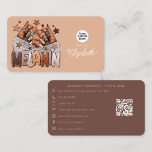 Tarjeta De Visita Salón de uñas Melanin Chic afroamericano