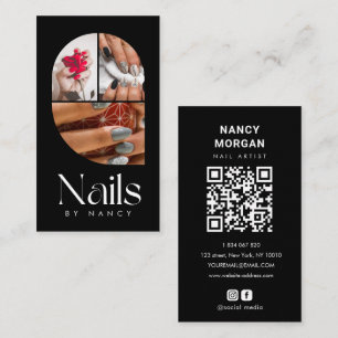 Tarjeta De Visita Salón de uñas Modern Arch 3 Foto Collage Código Qr