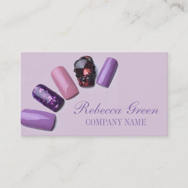 Tarjeta De Visita salón de uñas moderno y elegante de manicura (Anverso)