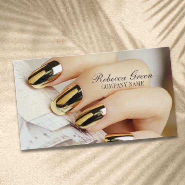 Tarjeta De Visita salón de uñas moderno y elegante de manicura (modern elegant manicure nails nail salon business card)