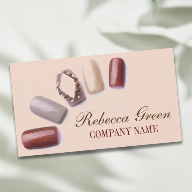 Tarjeta De Visita salón de uñas moderno y elegante de manicura (modern elegant manicure nails nail salon business card)