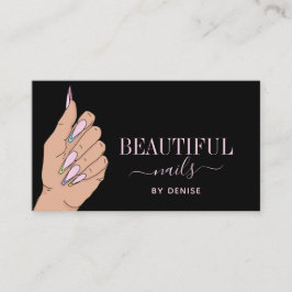 Tarjeta De Visita salón de uñas mujer mano destellante técnico de uñ