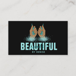 Tarjeta De Visita salón de uñas mujer mano holografía técnica de uña