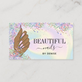 Tarjeta De Visita salón de uñas mujer mano holografía técnica de uña