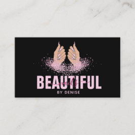 Tarjeta De Visita salón de uñas mujer mano holografía técnica de uña