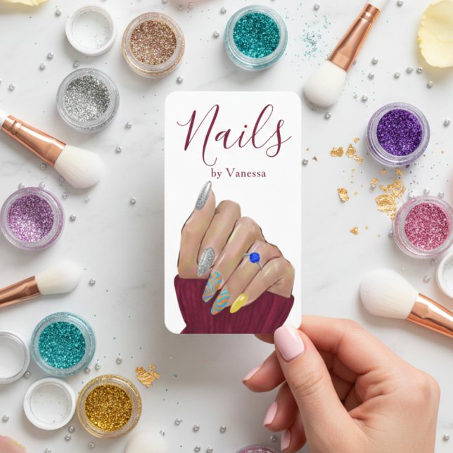Tarjeta De Visita Salón de uñas profesional Código QR moderno de man (Subido por el creador)
