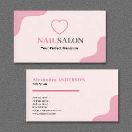 Tarjeta De Visita Salón de Uñas - Rosa