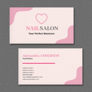 Tarjeta De Visita Salón de Uñas - Rosa