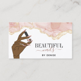 Tarjeta De Visita salón de uñas rosa rubio mujer mano uñas técnico