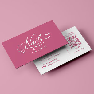 Tarjeta De Visita Salón de uñas Spa elegante escritura rosa Manicuri