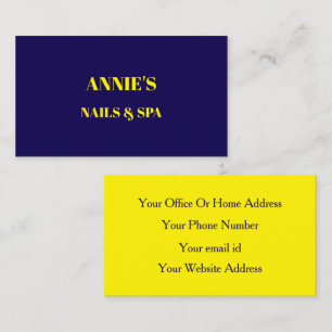 Tarjeta De Visita Salón de Uñas Spa Fluorescente Neon Amarillo Azul