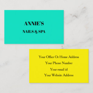 Tarjeta De Visita Salón de uñas Spa Fluorescente Neón Amarillo Verde