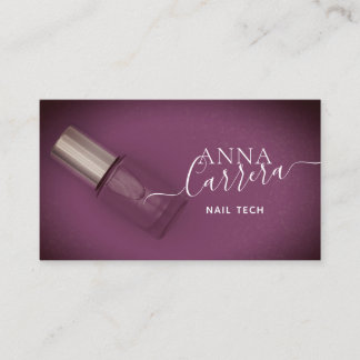 Tarjeta De Visita Salón de Uñas Tech de Color de Uñas Púrpura de Luj