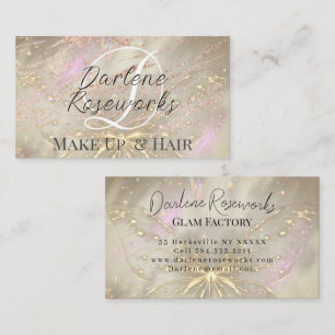 Tarjeta De Visita Salón del pelo de la mariposa de oro Girly Rosa