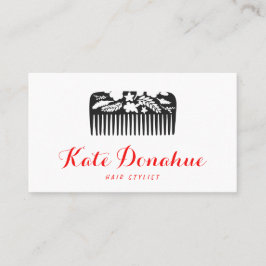 Tarjeta De Visita Salón del pelo del peine floral del peine moderno 