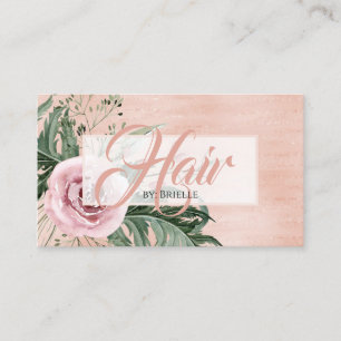 Tarjeta De Visita Salón del pelo Elegante Tipografía Rosa Rosa Glitz