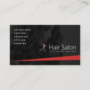 Tarjeta De Visita Salón del pelo negro y rojo, peluquero, peinador
