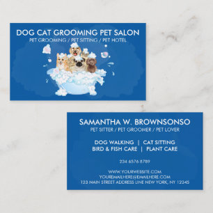 Tarjeta De Visita Salón Eco de Aseo Natural para Perros Navy