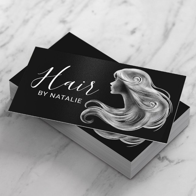 Tarjeta De Visita Salón Elegante De Belleza En Blanco Y Negro (Subido por el creador)