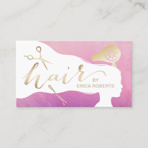 Tarjeta De Visita Salón elegante de la acuarela del chica de la