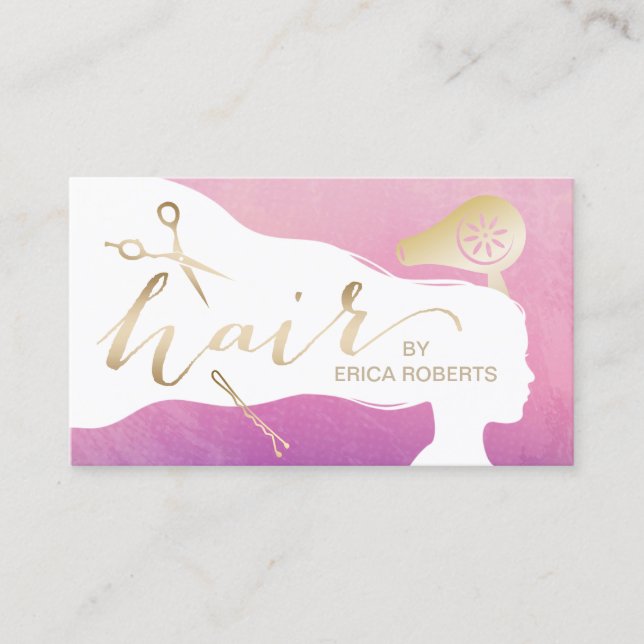 Tarjeta De Visita Salón elegante de la acuarela del chica de la (Anverso)