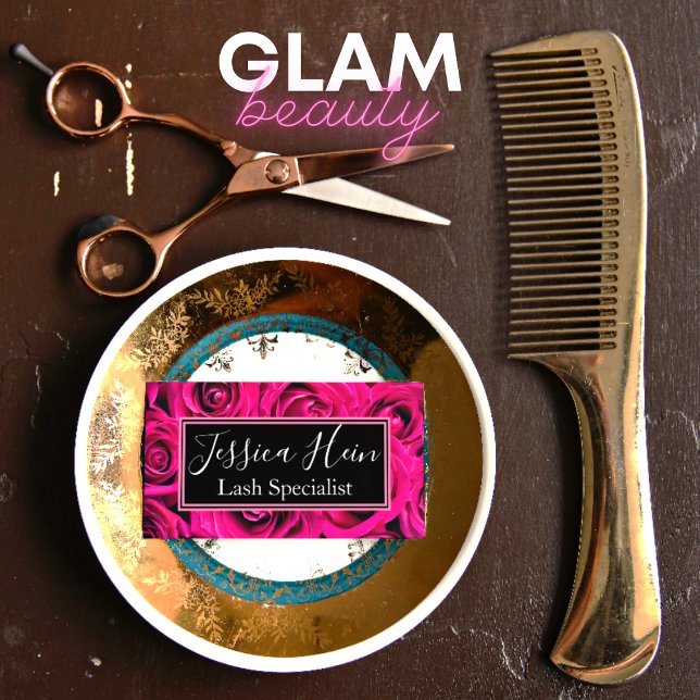 Tarjeta De Visita Salón elegante de rosa rosado monograma (Subido por el creador)