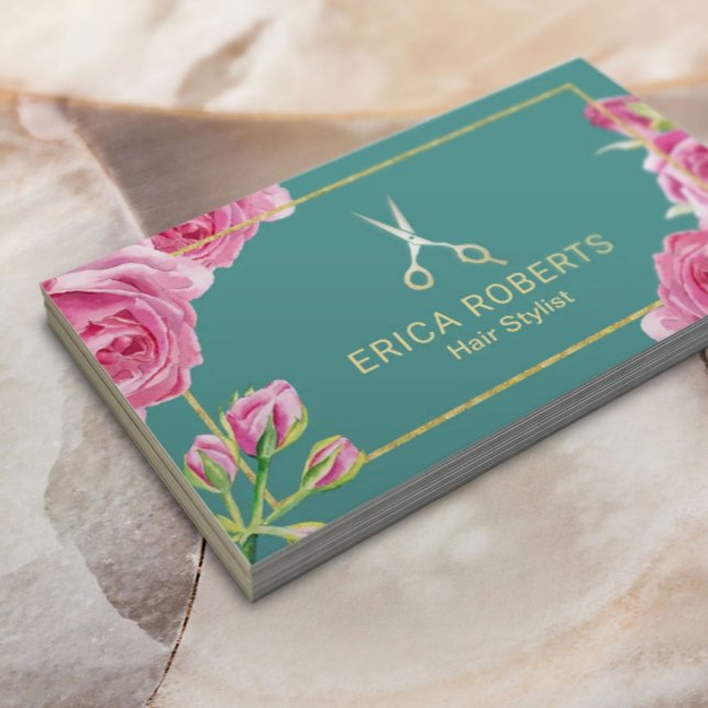 Tarjeta De Visita Salón Elegante De Sensación De Oro Floral Elegante (Subido por el creador)