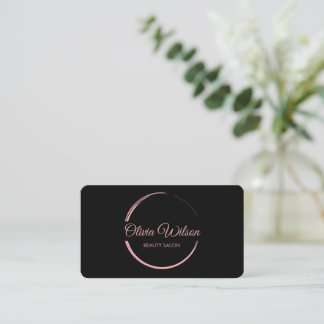 Tarjeta De Visita Salón elegante moderno código QR negro monogramado