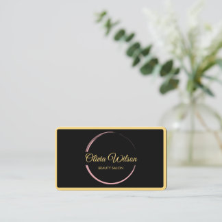 Tarjeta De Visita Salón elegante moderno código QR negro monogramado