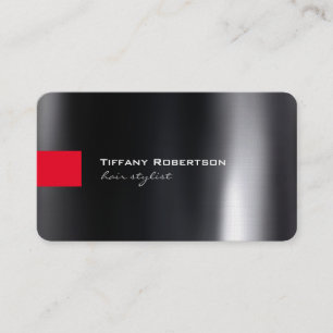 Tarjeta De Visita Salon estilista de color rojo gris de lino negro